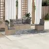 Image de vidaXL Salon de jardin avec coussins 5 pcs beige résine tressée