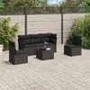 Image de vidaXL Salon de jardin 6 pcs avec coussins noir résine tressée