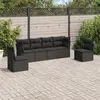 Image de vidaXL Salon de jardin 6 pcs avec coussins noir résine tressée