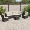 Image de vidaXL Salon de jardin 7 pcs avec coussins noir résine tressée