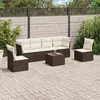 Image de vidaXL Salon de jardin avec coussins 7 pcs marron résine tressée