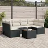 Image de vidaXL Salon de jardin 7 pcs avec coussins noir résine tressée