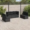 Image de vidaXL Salon de jardin 7 pcs avec coussins noir résine tressée