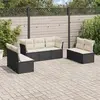 Image de vidaXL Salon de jardin 7 pcs avec coussins noir résine tressée