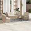 Image de vidaXL Salon de jardin avec coussins 7 pcs beige résine tressée