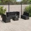 Image de vidaXL Salon de jardin 8 pcs avec coussins noir résine tressée