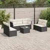 Image de vidaXL Salon de jardin 8 pcs avec coussins noir résine tressée