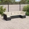 Image de vidaXL Salon de jardin 7 pcs avec coussins noir résine tressée
