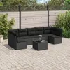 Image de vidaXL Salon de jardin 8 pcs avec coussins noir résine tressée