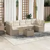Image de vidaXL Salon de jardin avec coussins 8 pcs beige résine tressée