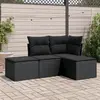 Image de vidaXL Salon de jardin 4 pcs avec coussins noir résine tressée