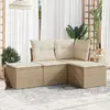Image de vidaXL Salon de jardin avec coussins 4 pcs beige résine tressée