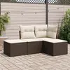 Image de vidaXL Salon de jardin 4 pcs avec coussins marron résine tressée