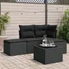 Image de vidaXL Salon de jardin 5 pcs avec coussins noir résine tressée