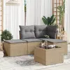 Image de vidaXL Salon de jardin avec coussins 5 pcs beige résine tressée