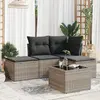 Image de vidaXL Salon de jardin 5 pcs avec coussins gris clair résine tressée