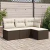 Image de vidaXL Salon de jardin 4 pcs avec coussins marron résine tressée