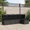 Image de vidaXL Salon de jardin 5 pcs avec coussins noir résine tressée