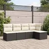 Image de vidaXL Salon de jardin 5 pcs avec coussins noir résine tressée
