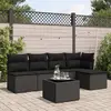 Image de vidaXL Salon de jardin 6 pcs avec coussins noir résine tressée