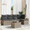 Image de vidaXL Salon de jardin 6 pcs avec coussins gris résine tressée
