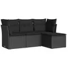 Image de vidaXL Salon de jardin 4 pcs avec coussins noir résine tressée