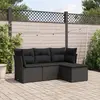 Image de vidaXL Salon de jardin 4 pcs avec coussins noir résine tressée
