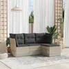 Image de vidaXL Salon de jardin 4 pcs avec coussins gris clair résine tressée