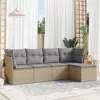 Image de vidaXL Salon de jardin avec coussins 5 pcs beige résine tressée