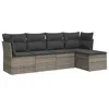 Image de vidaXL Salon de jardin 5 pcs avec coussins gris résine tressée
