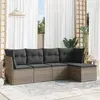Image de vidaXL Salon de jardin 5 pcs avec coussins gris résine tressée