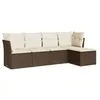 Image de vidaXL Salon de jardin avec coussins 5 pcs marron résine tressée