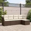Image de vidaXL Salon de jardin avec coussins 5 pcs marron résine tressée