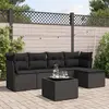 Image de vidaXL Salon de jardin 6 pcs avec coussins noir résine tressée