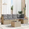 Image de vidaXL Salon de jardin avec coussins 6 pcs beige résine tressée