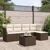 Image de vidaXL Salon de jardin avec coussins 6 pcs marron résine tressée