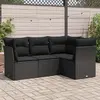 Image de vidaXL Salon de jardin 4 pcs avec coussins noir résine tressée