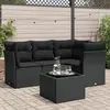 Image de vidaXL Salon de jardin 5 pcs avec coussins noir résine tressée