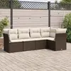 Image de vidaXL Salon de jardin avec coussins 5 pcs marron résine tressée