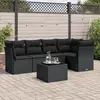 Image de vidaXL Salon de jardin 6 pcs avec coussins noir résine tressée