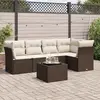 Image de vidaXL Salon de jardin avec coussins 6 pcs marron résine tressée