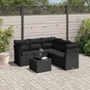 Image de vidaXL Salon de jardin 6 pcs avec coussins noir résine tressée