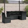 Image de vidaXL Salon de jardin 5 pcs avec coussins noir résine tressée