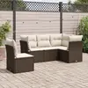 Image de vidaXL Salon de jardin avec coussins 5 pcs marron résine tressée
