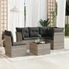 Image de vidaXL Salon de jardin 6 pcs avec coussins gris clair résine tressée