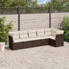Image de vidaXL Salon de jardin avec coussins 6 pcs marron résine tressée