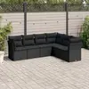 Image de vidaXL Salon de jardin 6 pcs avec coussins noir résine tressée