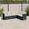 Image de vidaXL Salon de jardin 6 pcs avec coussins noir résine tressée