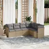 Image de vidaXL Salon de jardin avec coussins 6 pcs beige résine tressée
