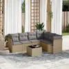 Image de vidaXL Salon de jardin avec coussins 7 pcs beige résine tressée
